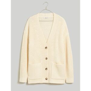 Madewell Textural-Stitch V-Neck Cardigan Sweater in Antique Cream Size S ~ NWOT